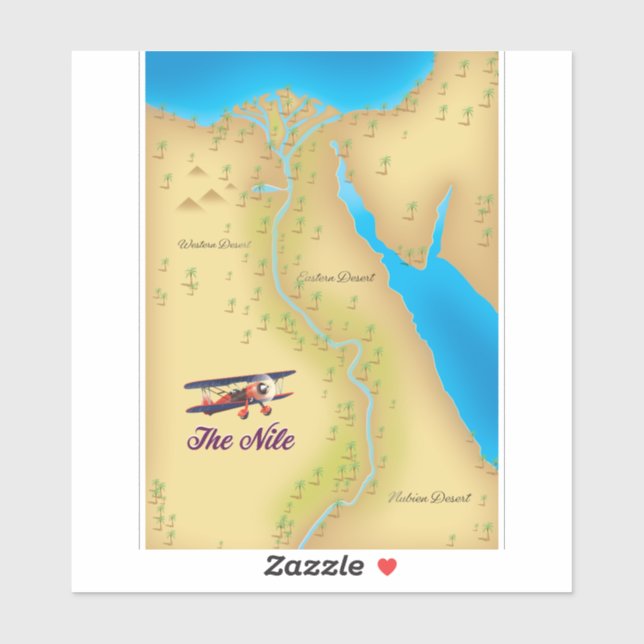 The Nile vintage style old map poster Sticker (Sheet)