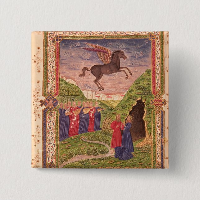 The nine Muses playing instruments Pinback Button (Front)