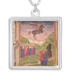 The nine Muses playing instruments Silver Plated Necklace