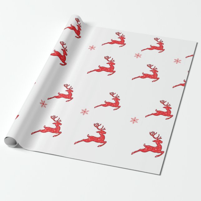 The Nine Reindeers Gift Wrapper  Wrapping Paper (Unrolled)