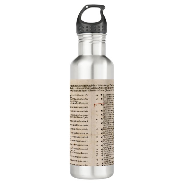 The Ninety-five Theses (Martin Luther) Stainless Steel Water Bottle (Front)