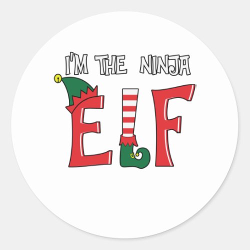 The Ninja Elf Family Matching Christmas Pajamas Classic Round Sticker