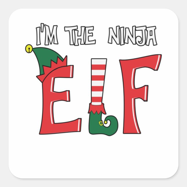 The Ninja Elf Family Matching Christmas Pajamas Square Sticker (Front)