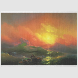 The Ninth Wave (Stormy Sea with Red Sunset) Tissue Paper