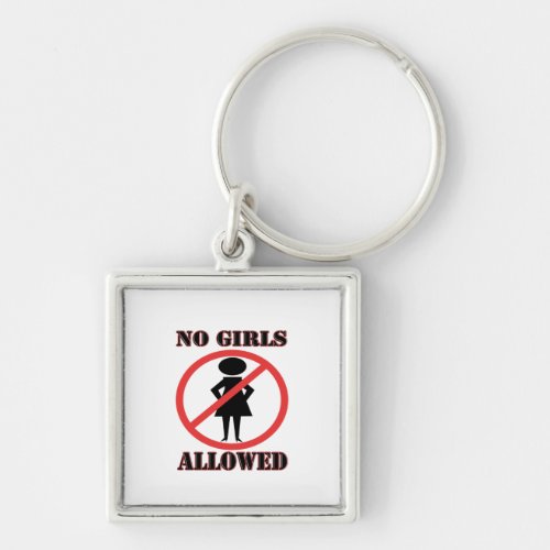 The no symbol pictogram No Girls Allowed Keychain