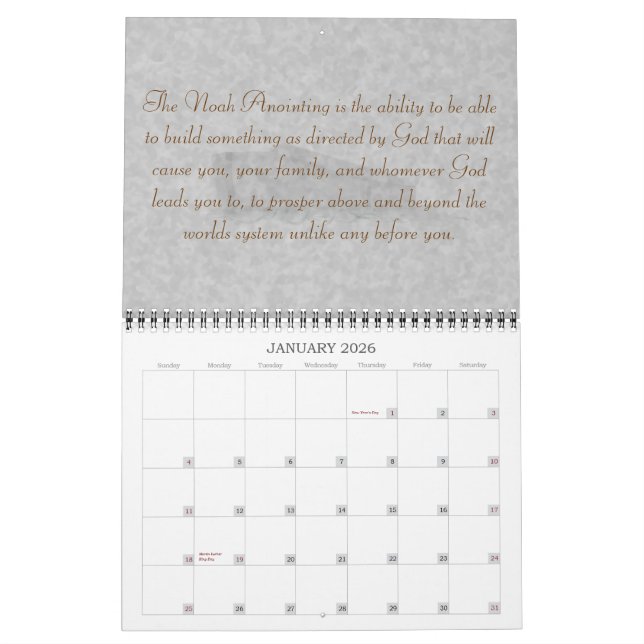 The Noah Anointing Calendar (Jan 2026)