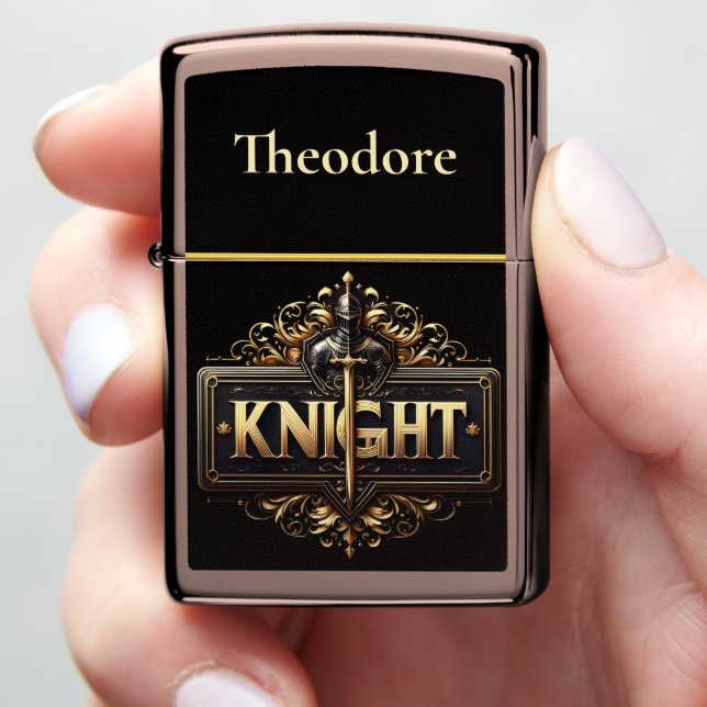 The Noble Knight Emblem Zippo Lighter (In Hand)