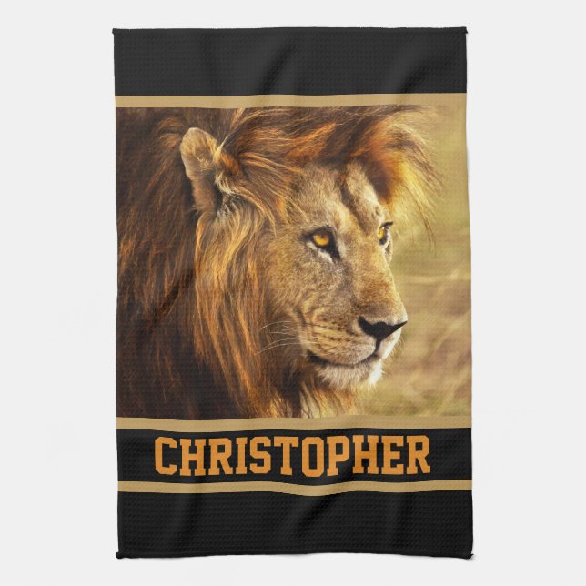 The Noble Lion Photograph Kitchen Towel (Vertical)