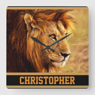 The Noble Lion Photograph Square Wall Clock