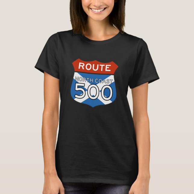 The North Coast 500 NC500 Sign With Scottish Flag T-Shirt (Front)