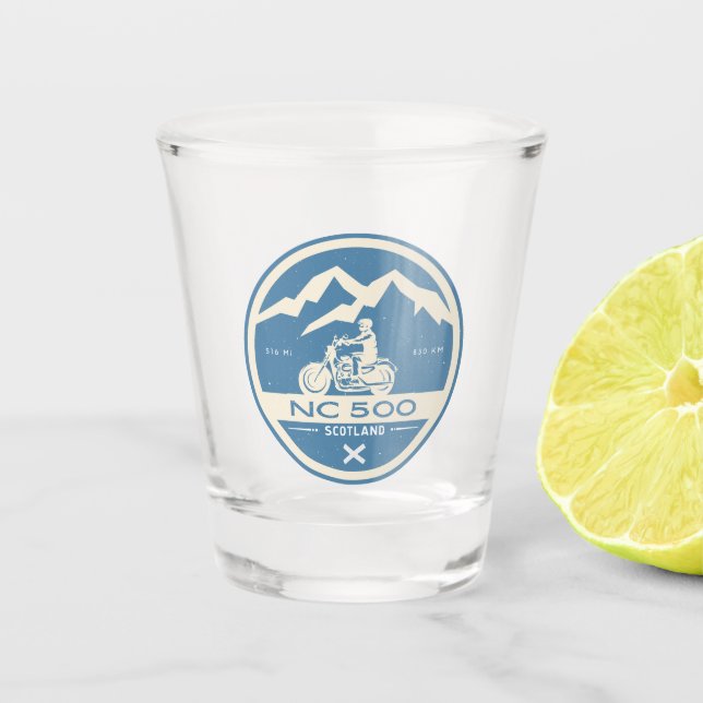 The North Coast 500 scotland highlands adventure Shot Glass (Front)