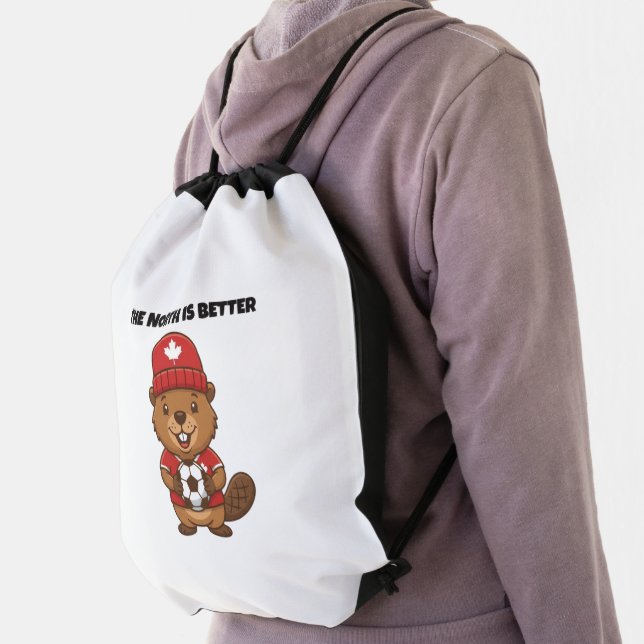 The North Is Better - Canada Soccer Beaver   Drawstring Bag (Insitu)