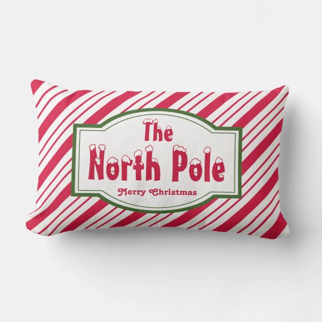 The North Pole Christmas Candy Pillow Decoration (Front)