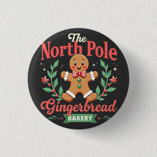 The North Pole Gingerbread Bakery Christmas Button