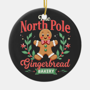 The North Pole Gingerbread Bakery Christmas Ceramic Ornament