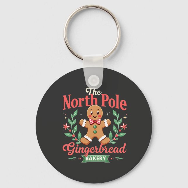 The North Pole Gingerbread Bakery Christmas  Keychain (Front)