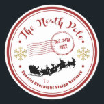 The North Pole Sleigh Overnight Delivery Christmas Classic Round Sticker<br><div class="desc">The North Pole Sleigh Overnight Delivery Christmas Stickers</div>
