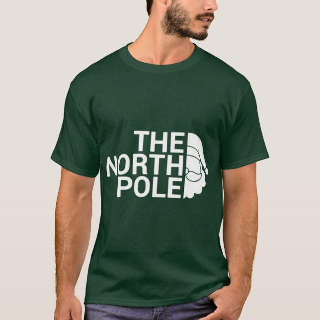 The North Pole White funny Christmas pun design T-Shirt (Front)