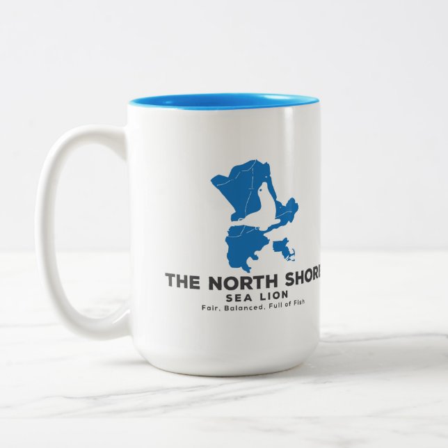 The North Shore Sea Lion Beverage Container Two-Tone Coffee Mug (Left)