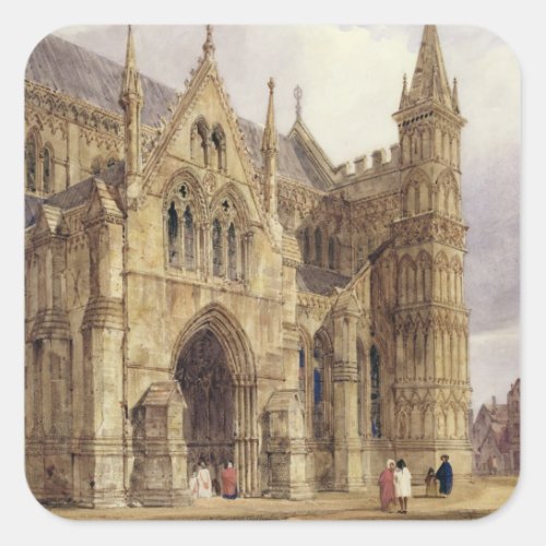 The North_West Porch of Salisbury Cathedral 1832 Square Sticker