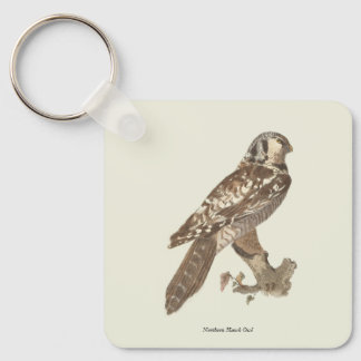 The Northern Hawk Owl (Surnia ulula) Bird Image Keychain