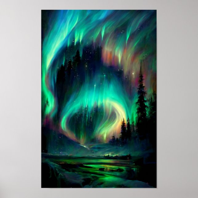 The Northern Lights, Aurora Borealis, Alaska Poster (Front)