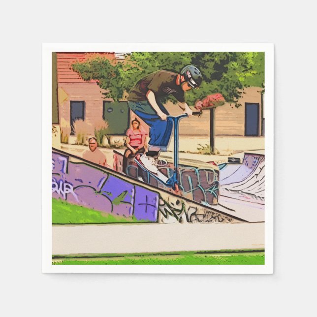 The Nosedive Landing - Scooter Rider Trick Napkins (Front)