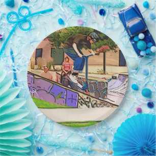 The Nosedive Landing - Scooter Rider Trick Paper Plates