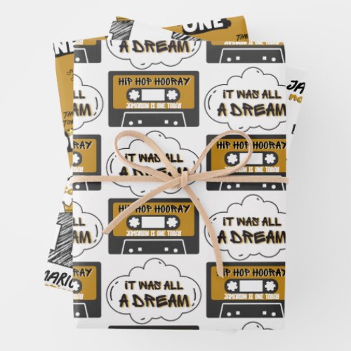 The Notorious Big ONE Hip Hop 1st Birthday Retro Wrapping Paper Sheets