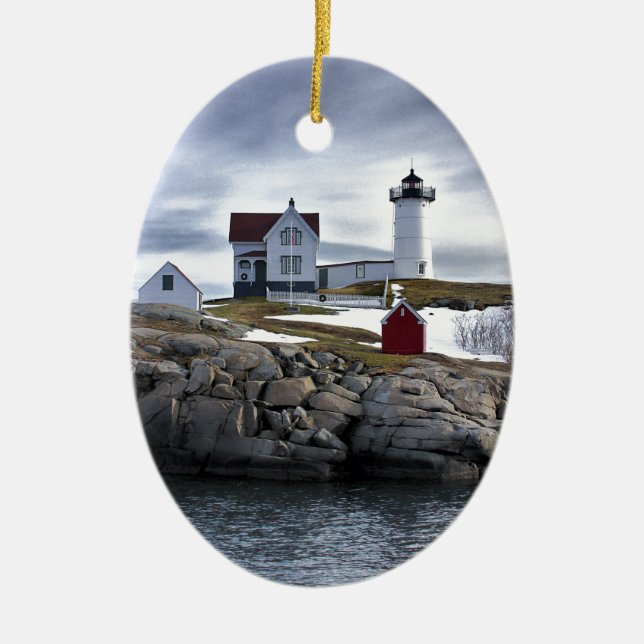 The "Nubble" Cape Neddick lighthouse York, Maine Ceramic Ornament (Front)