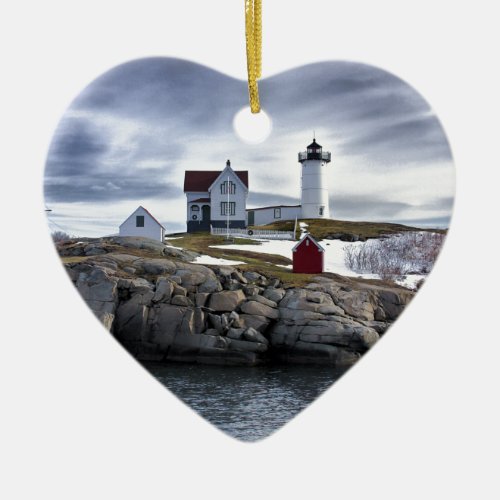 The Nubble Cape Neddick lighthouse York Maine Ceramic Ornament