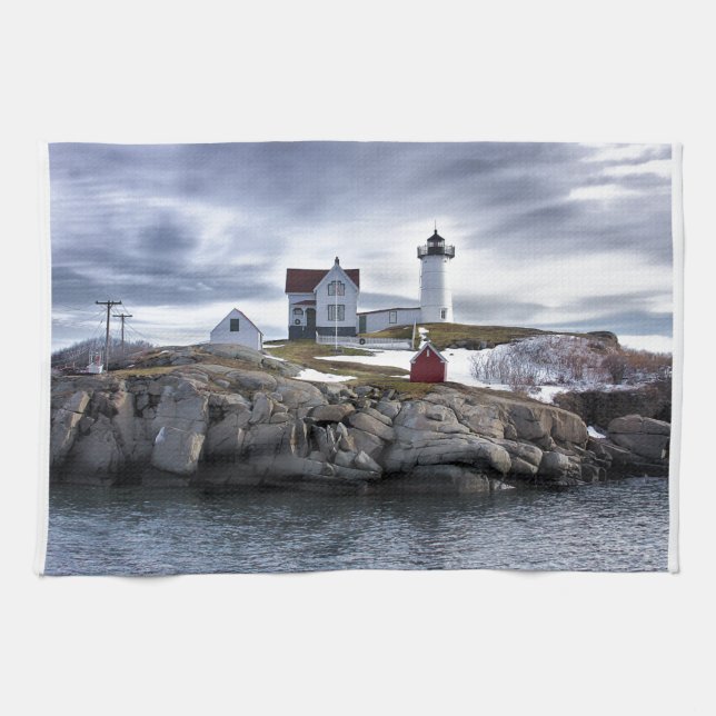 The "Nubble" Cape Neddick lighthouse York, Maine Kitchen Towel (Horizontal)