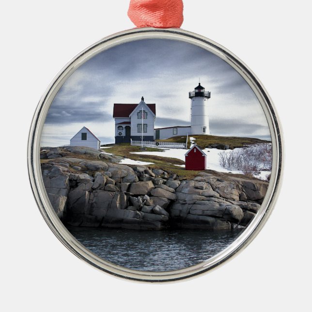 The "Nubble" Cape Neddick lighthouse York, Maine Metal Ornament (Front)