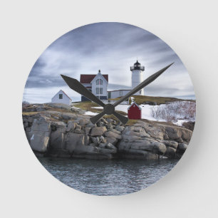 The "Nubble" Cape Neddick lighthouse York, Maine Round Clock