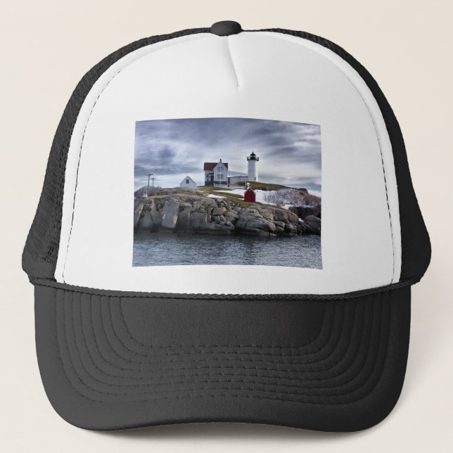 The "Nubble" Cape Neddick lighthouse York, Maine Trucker Hat (Front)