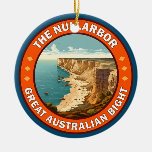 The Nullarbor Great Australian Bight Retro Emblem Ceramic Ornament