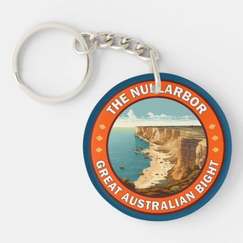 The Nullarbor Great Australian Bight Retro Emblem Keychain