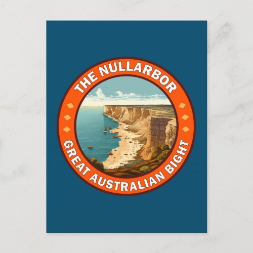 The Nullarbor Great Australian Bight Retro Emblem Postcard