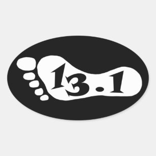 The number 13.1, symbolic of the half marathon oval sticker