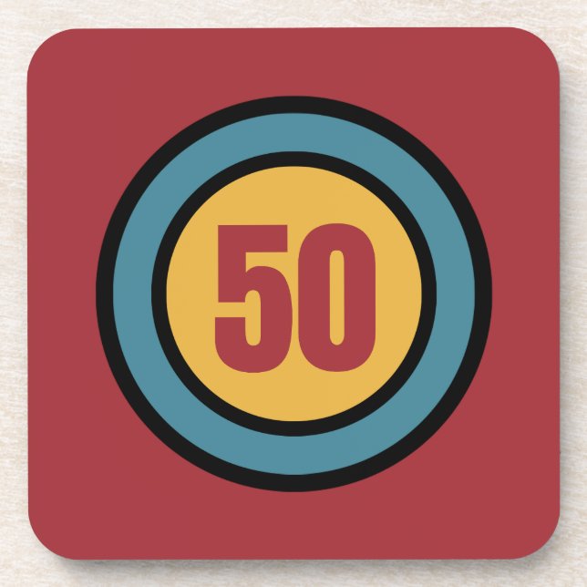 The Number 50 retro Beverage Coaster (Front)