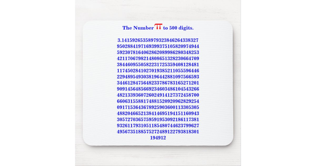 The number pi to 500 digits 3 14159 mousepad zazzle