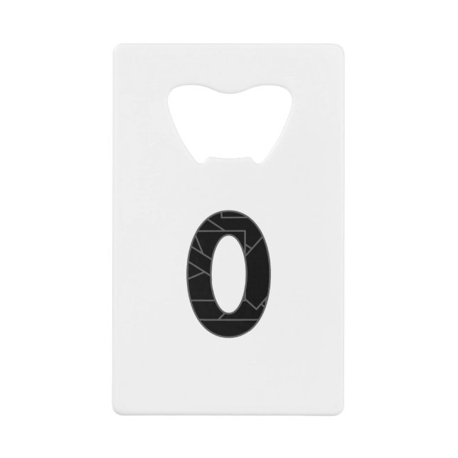The number zero (0) in black credit card bottle opener (Front)