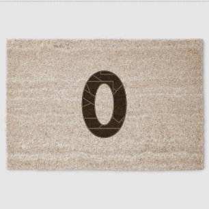 The number zero (0) in black fiber doormat