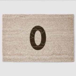 The number zero (0) in black fiber doormat