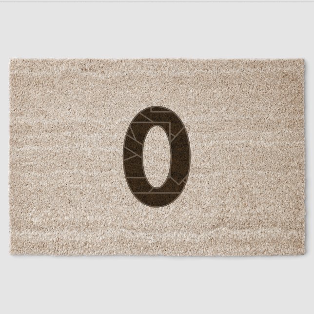 The number zero (0) in black fiber doormat (Front)