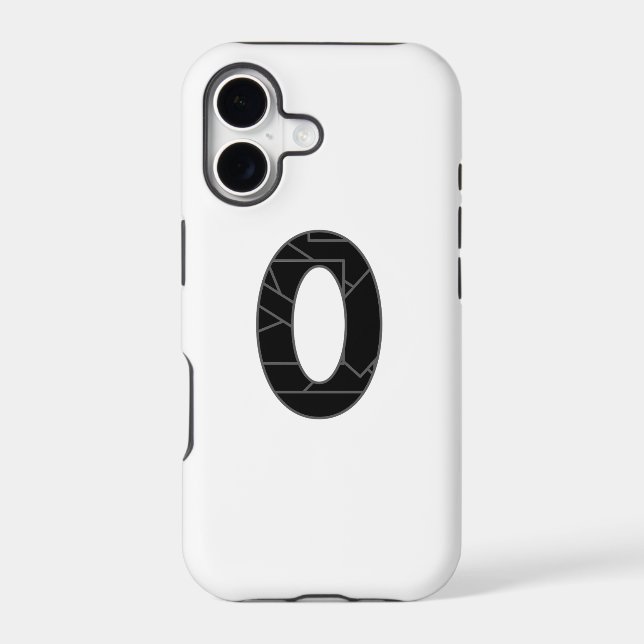 The number zero (0) in black iphone case (Back)