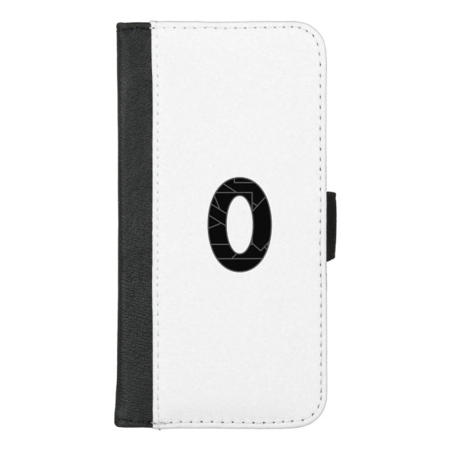 The number zero (0) in black iPhone wallet case (Front)