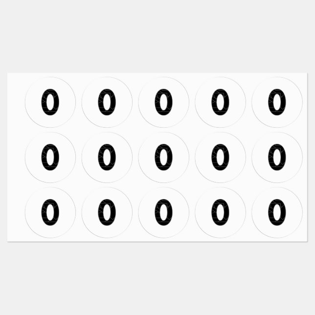 The number zero (0) in black kids' labels (Sheet)