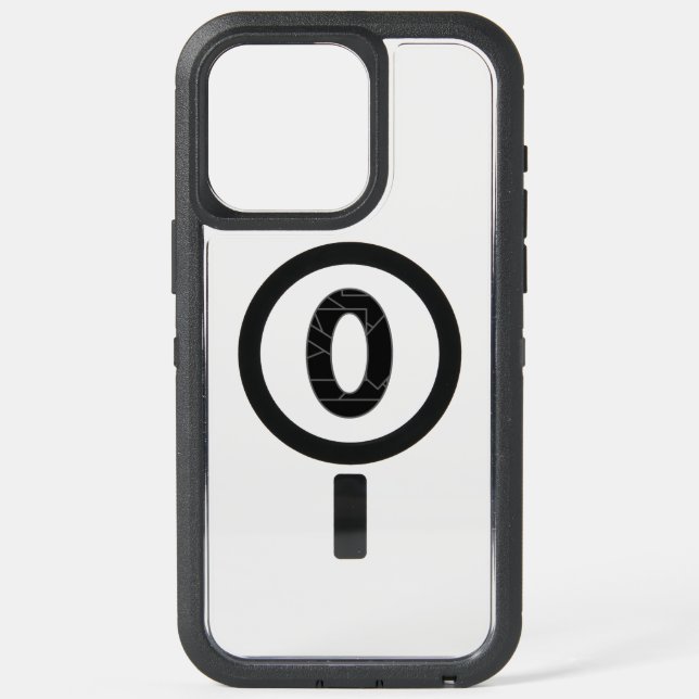 The number zero (0) in black otterbox iPhone case (Back)