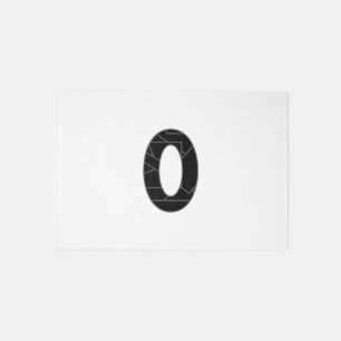 The number zero (0) in black outdoor rug